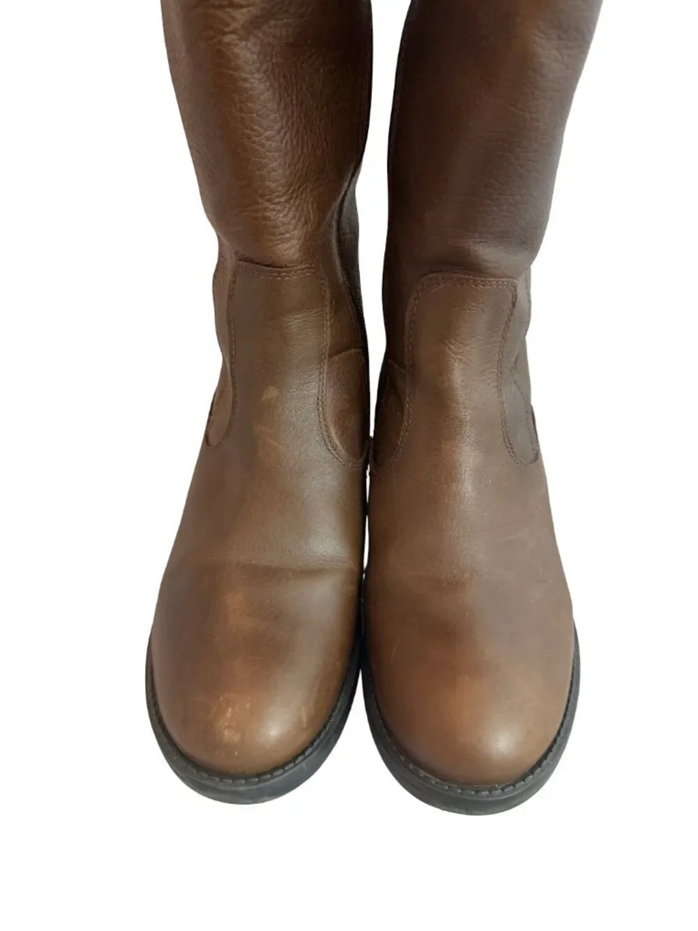 Santana Canada Tall Brown Leather Boots Sherpa Lining Rugged Outsole Size 8